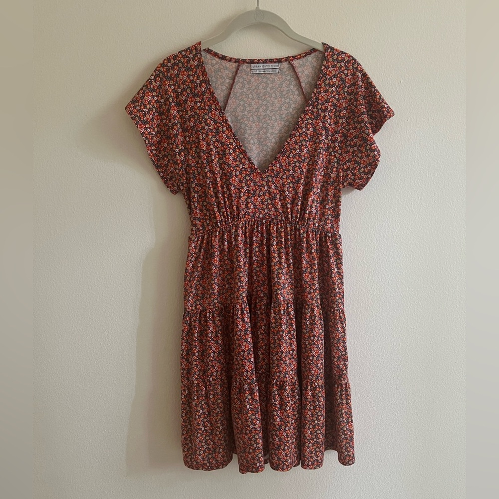 Urban outfitters Red floral tiered dress